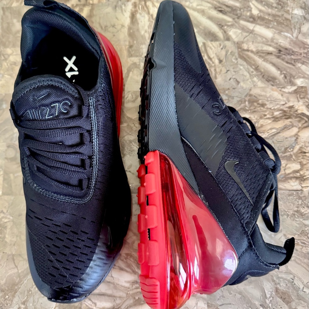 Nike Air Max 270 Black and Red Athletic Shoes